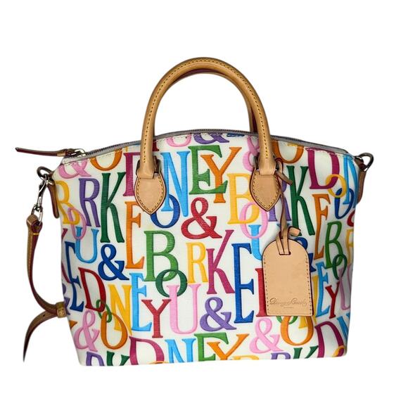 Dooney & Bourke Retro Grafica Shoulder Bag Colorful Satchel Vachetta Crossbody - Picture 2 of 12